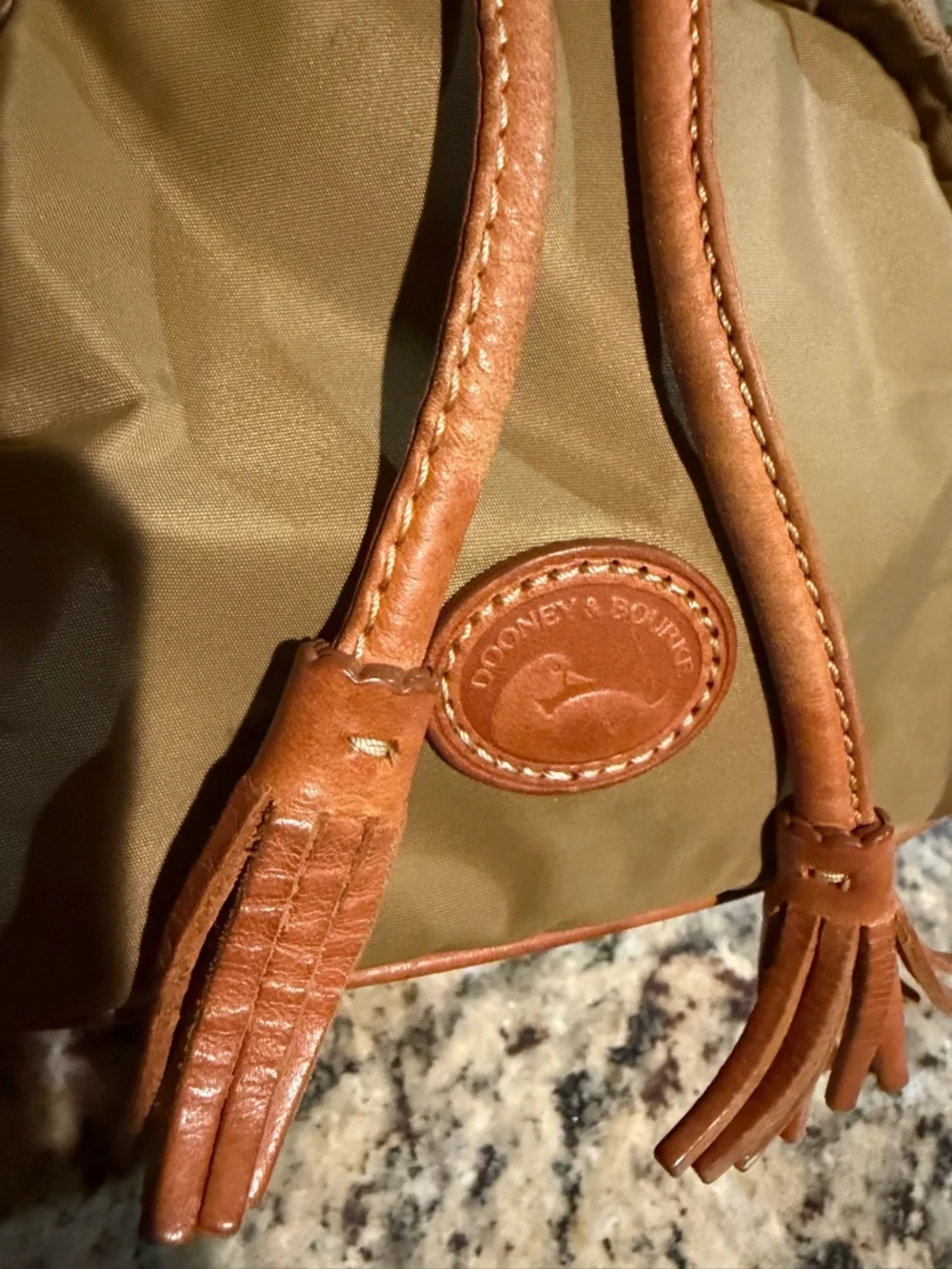 Dooney & Bourke Miramar small Murphy Backpack in Tan with Brown Leather Trim